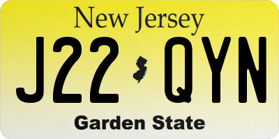 NJ license plate J22QYN