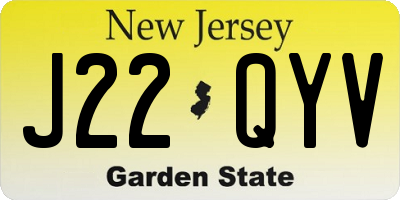 NJ license plate J22QYV