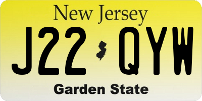 NJ license plate J22QYW