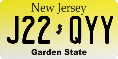 NJ license plate J22QYY