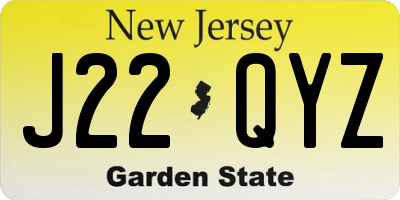 NJ license plate J22QYZ