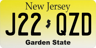 NJ license plate J22QZD