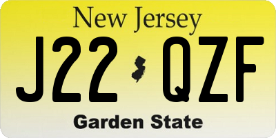 NJ license plate J22QZF
