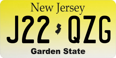 NJ license plate J22QZG