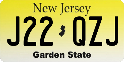 NJ license plate J22QZJ