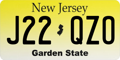 NJ license plate J22QZO