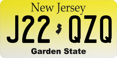 NJ license plate J22QZQ