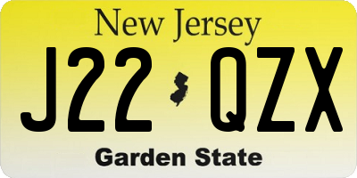 NJ license plate J22QZX