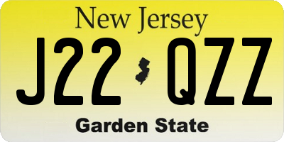 NJ license plate J22QZZ
