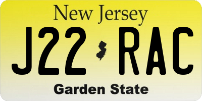 NJ license plate J22RAC