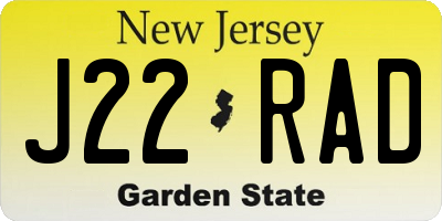 NJ license plate J22RAD