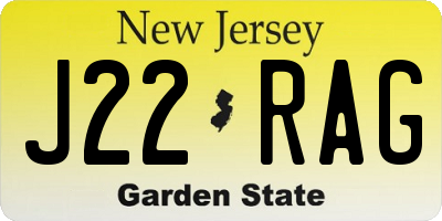 NJ license plate J22RAG