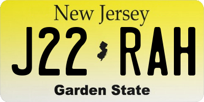 NJ license plate J22RAH