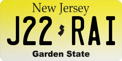 NJ license plate J22RAI