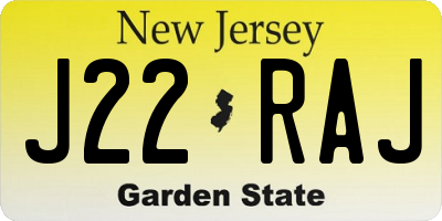 NJ license plate J22RAJ