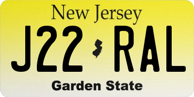 NJ license plate J22RAL