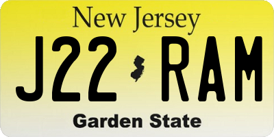 NJ license plate J22RAM