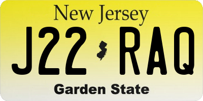 NJ license plate J22RAQ