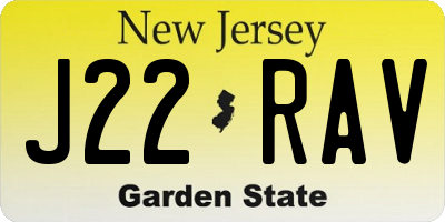 NJ license plate J22RAV