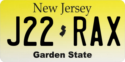 NJ license plate J22RAX