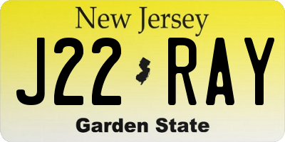 NJ license plate J22RAY
