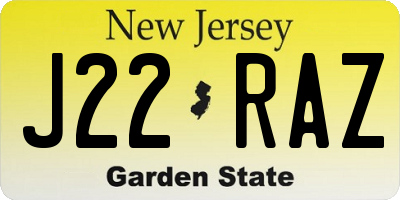NJ license plate J22RAZ