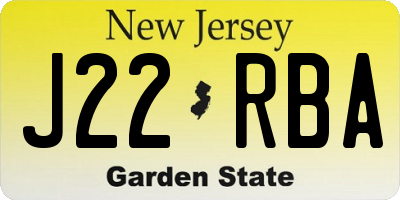 NJ license plate J22RBA