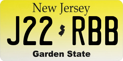 NJ license plate J22RBB