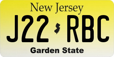 NJ license plate J22RBC