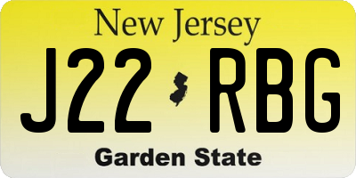 NJ license plate J22RBG