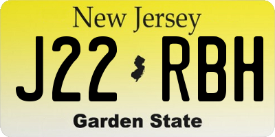 NJ license plate J22RBH
