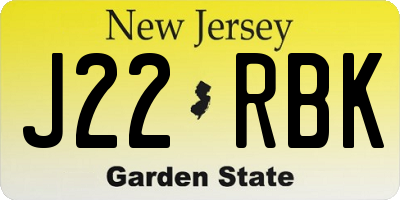 NJ license plate J22RBK