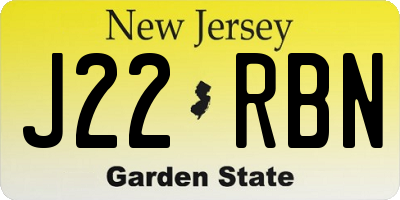 NJ license plate J22RBN