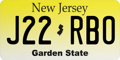 NJ license plate J22RBO