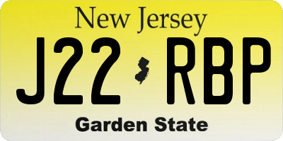 NJ license plate J22RBP