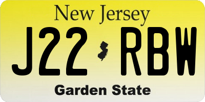 NJ license plate J22RBW
