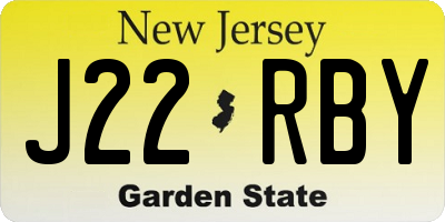 NJ license plate J22RBY
