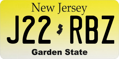 NJ license plate J22RBZ