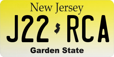 NJ license plate J22RCA