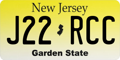 NJ license plate J22RCC