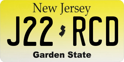 NJ license plate J22RCD
