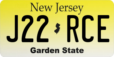 NJ license plate J22RCE