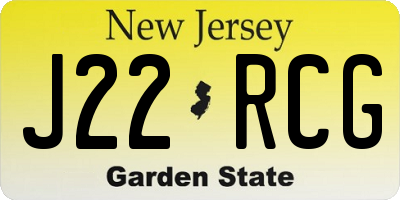 NJ license plate J22RCG