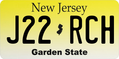 NJ license plate J22RCH