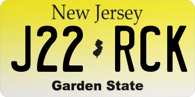 NJ license plate J22RCK