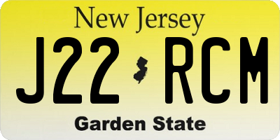NJ license plate J22RCM