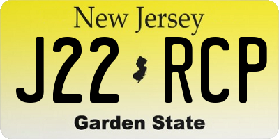 NJ license plate J22RCP