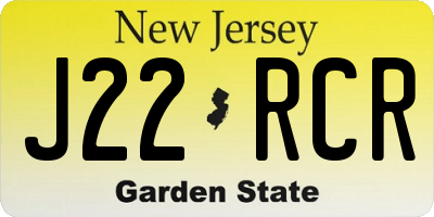 NJ license plate J22RCR
