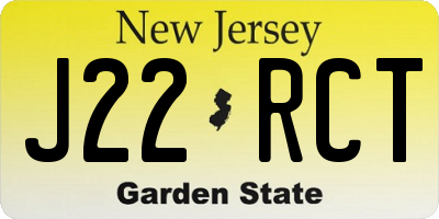 NJ license plate J22RCT
