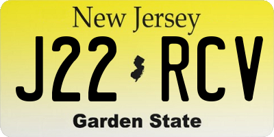 NJ license plate J22RCV